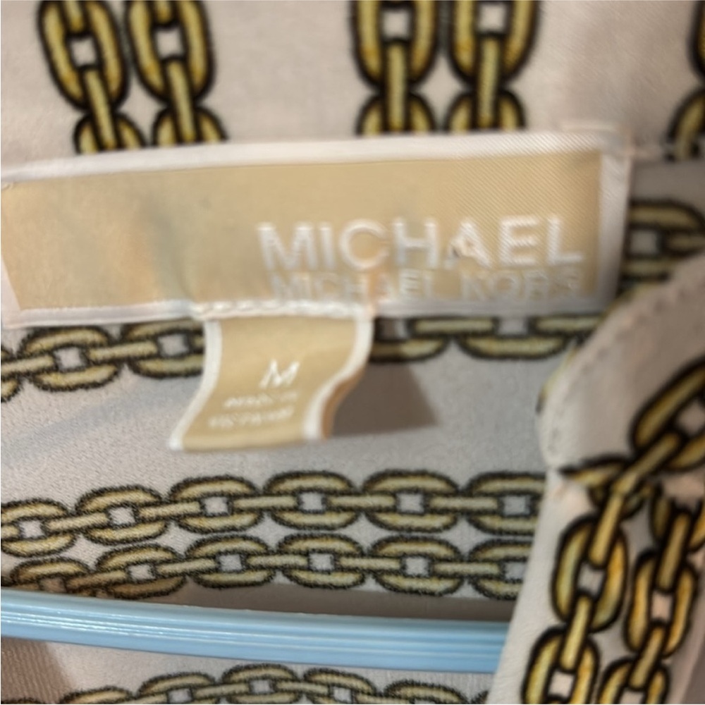 Michael MICHAEL KORS ZIP FRONT BONE/GOLD LONG SLEEVE CHAIN LOGO Sz M - Picture 4 of 6